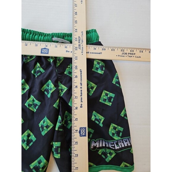 Boys Minecraft Swim Trunks Rash Guard Set Short Shirt Swimsuit Creeper 6 / 7 - Picture 8 of 11